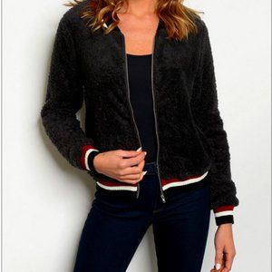Bear Dance - Women's Black Fleece Bomber Jacket